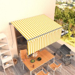 Auvent rétractable manuel avec store 3,5x2,5 m Jaune et blanc 