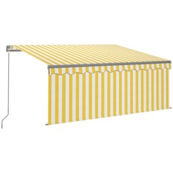 Auvent rétractable manuel avec store 3,5x2,5 m Jaune et blanc 