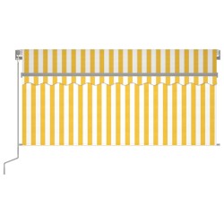 Auvent rétractable manuel avec store 3,5x2,5 m Jaune et blanc 
