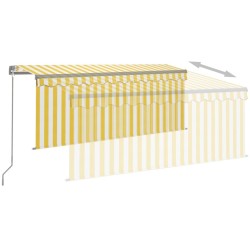 Auvent rétractable manuel avec store 3,5x2,5 m Jaune et blanc 