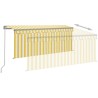 Auvent rétractable manuel avec store 3,5x2,5 m Jaune et blanc 