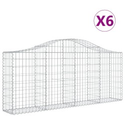 Paniers à gabions arqués 6 pcs 200x30x80/100 cm Fer galvanisé 