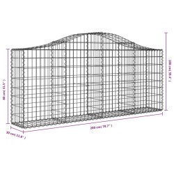 Paniers à gabions arqués 6 pcs 200x30x80/100 cm Fer galvanisé 