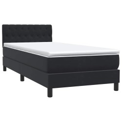 Sommier à lattes de lit avec matelas noir 100x210 cm velours 