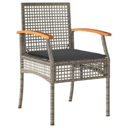 Ensemble à manger de jardin 5 pcs coussins gris résine tressée 