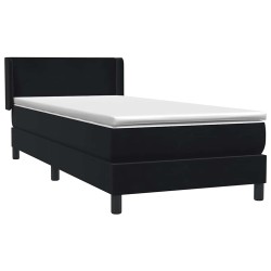 Sommier à lattes de lit avec matelas noir 100x210 cm velours 