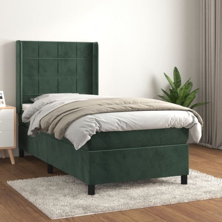 Sommier à lattes de lit avec matelas Vert foncé 90x200 cm 
