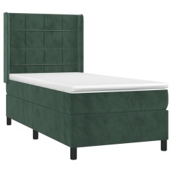 Sommier à lattes de lit avec matelas Vert foncé 90x200 cm 