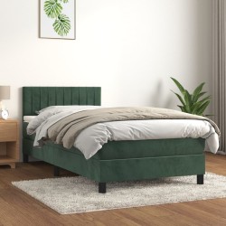 Sommier à lattes de lit avec matelas Vert foncé 90x200 cm 