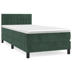 Sommier à lattes de lit avec matelas Vert foncé 90x200 cm 