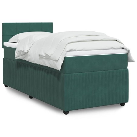 Sommier à lattes de lit avec matelas Vert foncé 90x200 cm 
