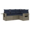 Salon de jardin 4 pcs avec coussins gris résine tressée 