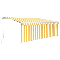Auvent manuel rétractable avec store 4x3 m Jaune et blanc 