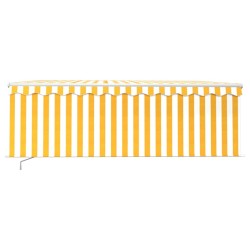 Auvent manuel rétractable avec store 4x3 m Jaune et blanc 