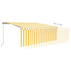Auvent manuel rétractable avec store 4x3 m Jaune et blanc 
