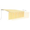 Auvent manuel rétractable avec store 4x3 m Jaune et blanc 