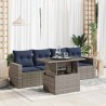 Salon de jardin 5 pcs avec coussins gris résine tressée acacia 