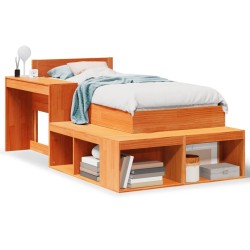 Cadre de lit sans matelas cire marron 90x200 cm bois pin massif 