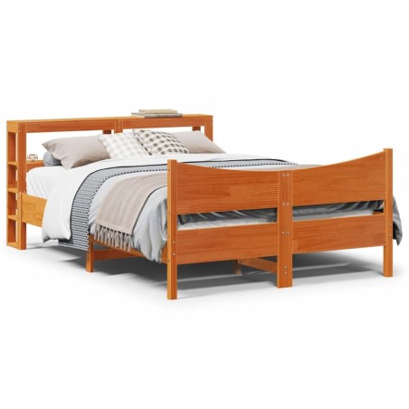 Cadre de lit avec tête de lit cire marron 120x190cm bois de pin 