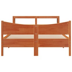 Cadre de lit avec tête de lit cire marron 120x190cm bois de pin 