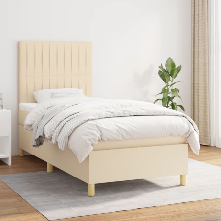Sommier à lattes de lit avec matelas Crème 80x200 cm Tissu 