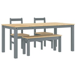 Ensemble à manger Panama 4 pcs gris bois de pin massif 