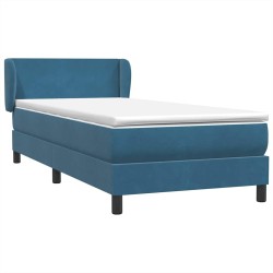 Sommier à lattes de lit et matelas bleu foncé 90x220 cm velours 