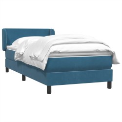 Sommier à lattes de lit et matelas bleu foncé 90x220 cm velours 