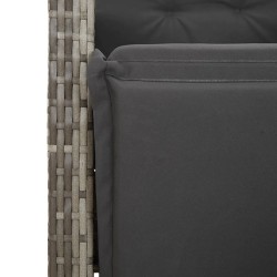 Ensemble à manger de jardin 3 pcs coussins gris résine tressée 
