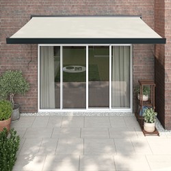 Auvent rétractable crème 3x2,5 m tissu et aluminium 
