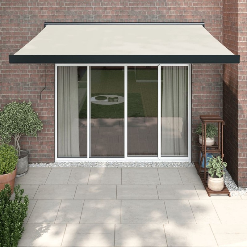 Auvent rétractable crème 3x2,5 m tissu et aluminium 