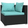Salon de jardin 4 pcs avec coussins Résine tressée Noir 