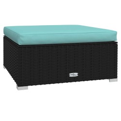 Salon de jardin 4 pcs avec coussins Résine tressée Noir 
