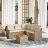 Salon de jardin avec coussins 6 pcs beige résine tressée 