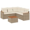Salon de jardin avec coussins 6 pcs beige résine tressée 
