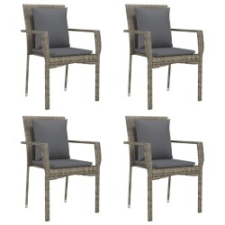 Ensemble à manger de jardin coussins 5 pcs noir et gris 