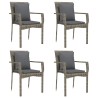 Ensemble à manger de jardin coussins 5 pcs noir et gris 