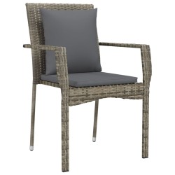 Ensemble à manger de jardin coussins 5 pcs noir et gris 