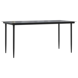 Ensemble à manger de jardin coussins 5 pcs noir et gris 