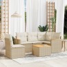 Salon de jardin avec coussins 6 pcs beige résine tressée 