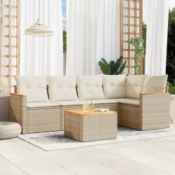 Salon de jardin avec coussins 6 pcs beige résine tressée 