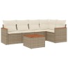 Salon de jardin avec coussins 6 pcs beige résine tressée 