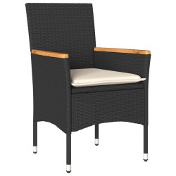 Ensemble à manger de jardin et coussins 5 pcs noir rotin acacia 