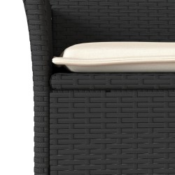 Ensemble à manger de jardin et coussins 5 pcs noir rotin acacia 