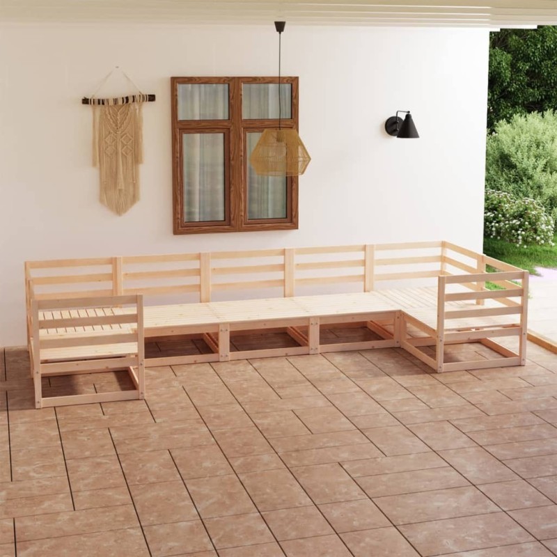 Salon de jardin 7 pcs Bois de pin massif Salon de jardin 7 pcs Bois de pin massif