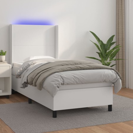 Sommier à lattes de lit matelas LED Blanc 80x200cm Similicuir 