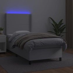 Sommier à lattes de lit matelas LED Blanc 80x200cm Similicuir 