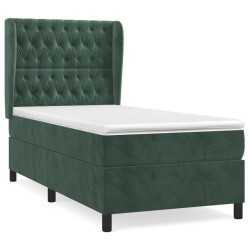 Sommier à lattes de lit avec matelas Vert foncé 100x200 cm 