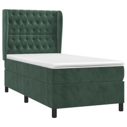 Sommier à lattes de lit avec matelas Vert foncé 100x200 cm 