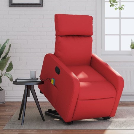 Fauteuil inclinable de massage Rouge Similicuir 
